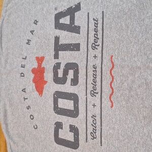 Costa Fishing Shortsleeve Tshirt Catch Release Repeat Gray Small‎ Mens